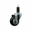 Service Caster 3'' SS Black Poly Wheel Swivel 1-1/4'' Expanding Stem Caster SCC-SSEX20S314-PPUB-BLK-114